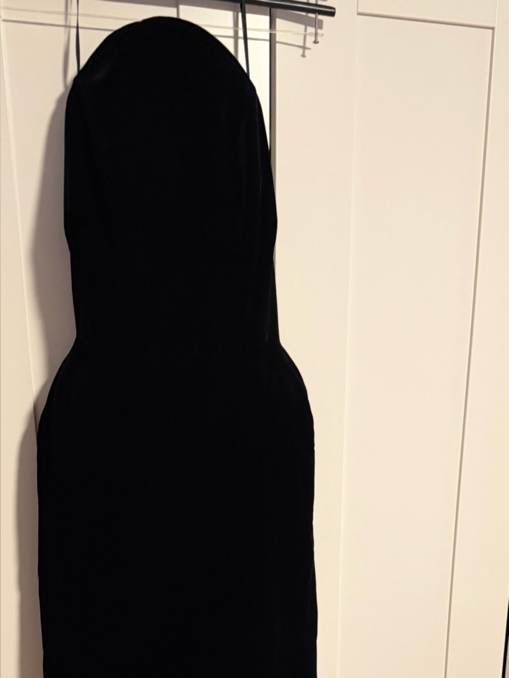 Mugler Strapless Black Velvet Dress